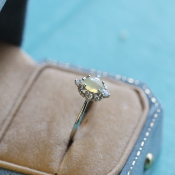 Sterling Silver Genuine Opal Ring for Her Natural Gemstone Ring Adjustable - Picture 3 of 7